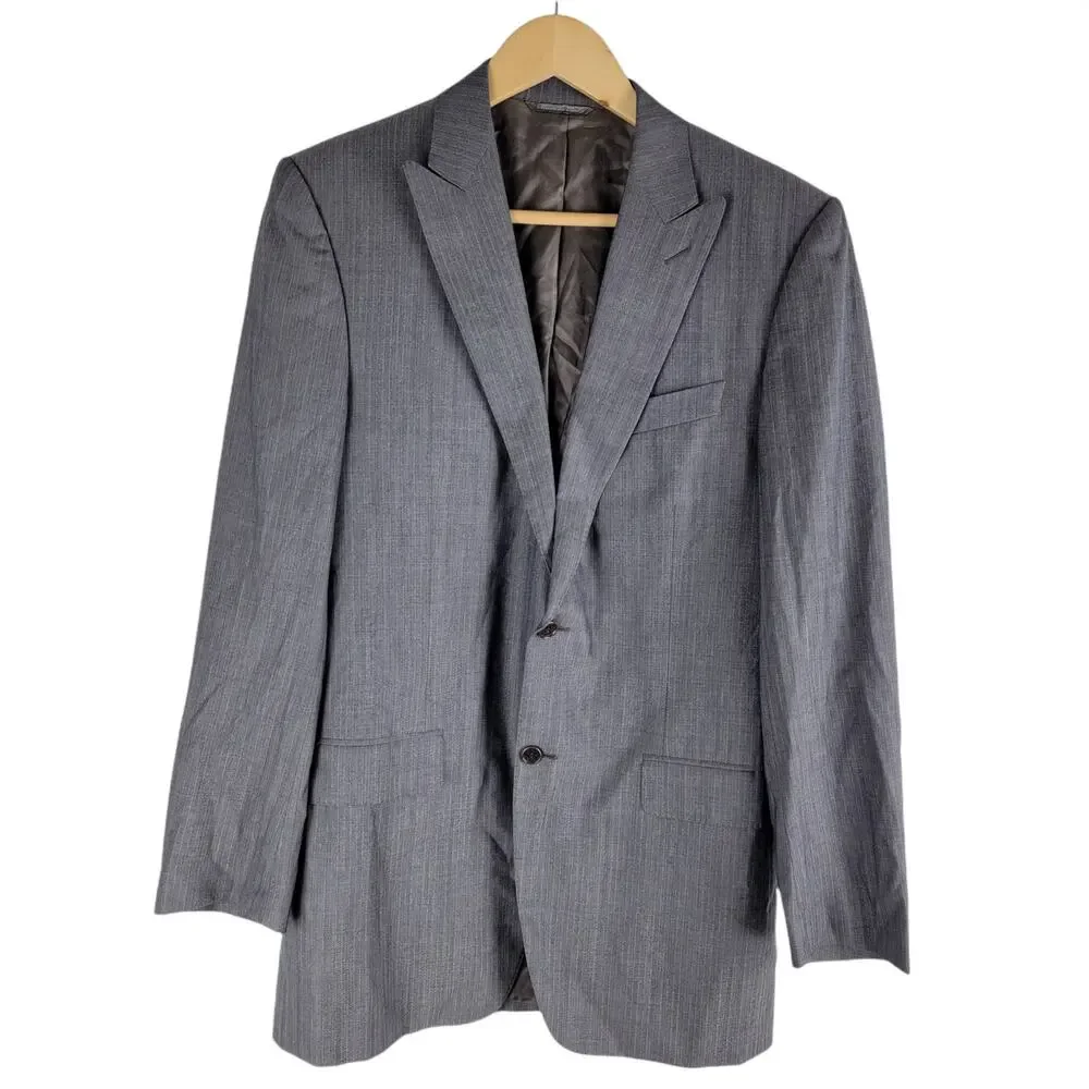 Canali Wool blazer lined gray Two button Single Vent Size 50L